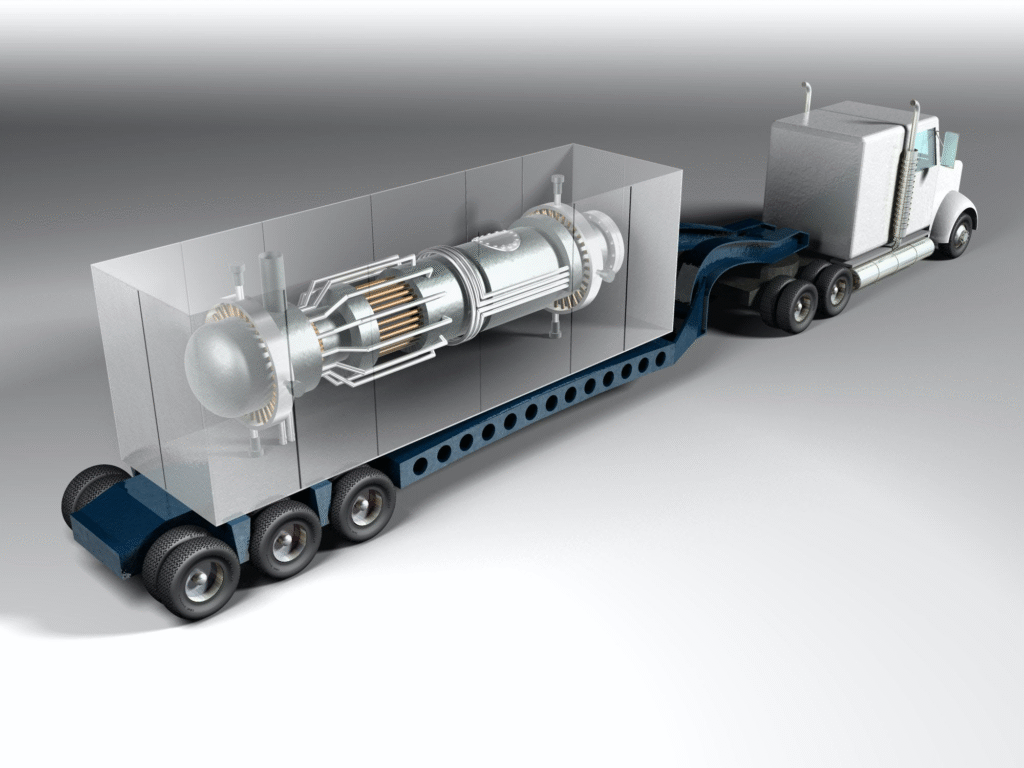 Heavy-duty truck transporting large industrial equipment